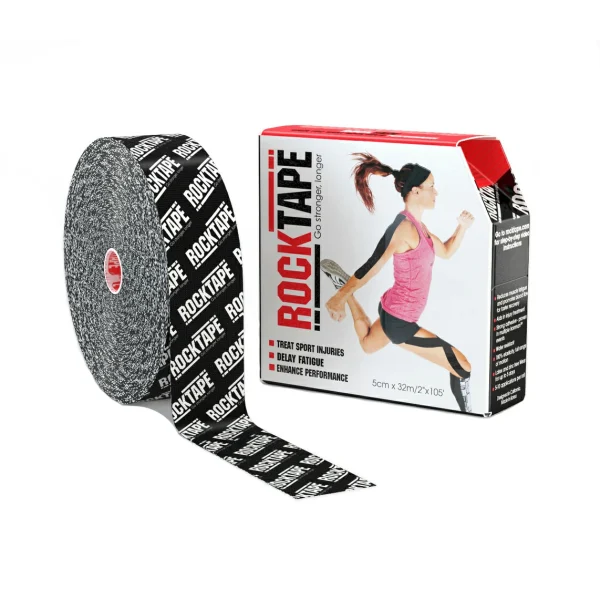 RockTape_ktape_kinesio_KinesiologyTape_เทปพยุงกล้ามเนื้อ_เทปกีฬา_เทปลดปวด_เทปสี-Bulk_Black-Logo_สีดำโลโก้